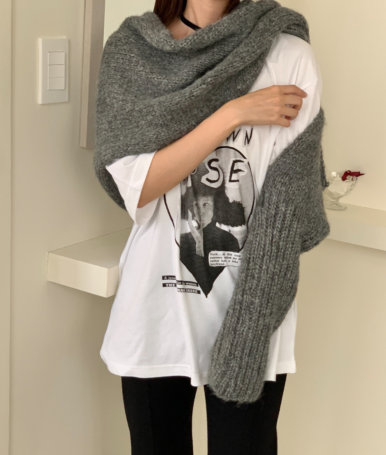 Grey Knit One-Arm Scarf – The NKC Store