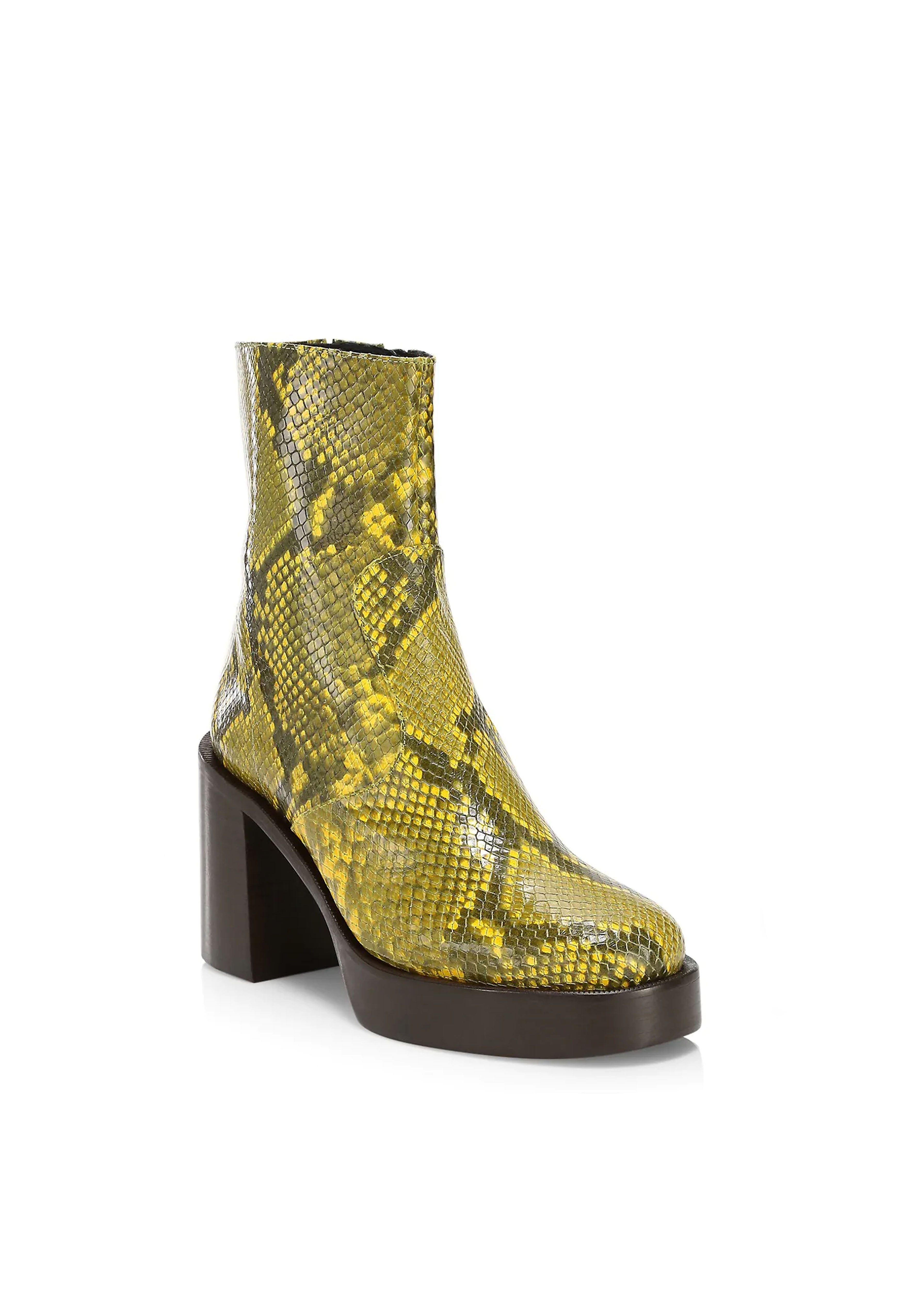 Raid Snakeskin-Embossed Leather Platform Ankle Boots – The