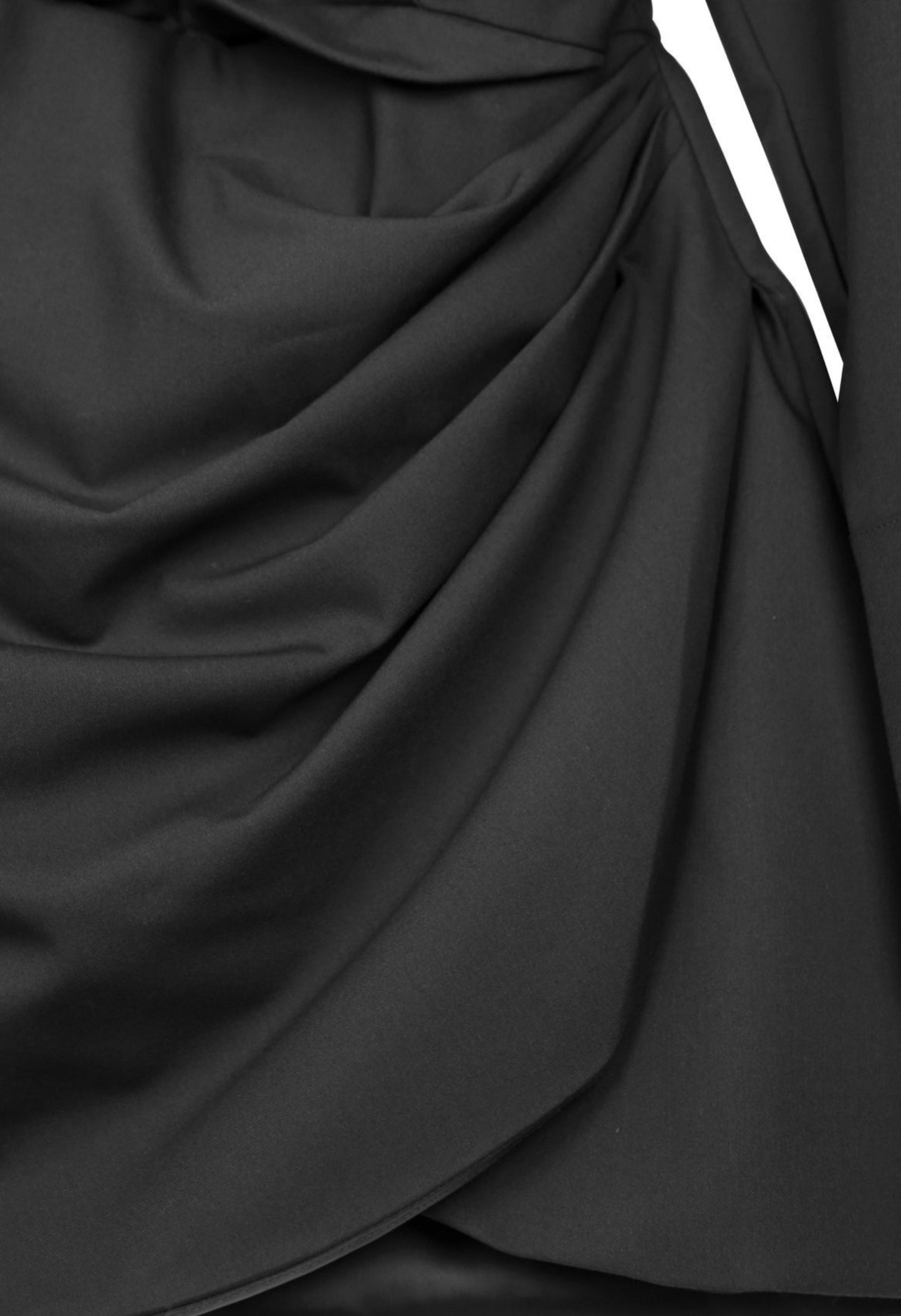 Long Sleeve Deep V Dress in Black