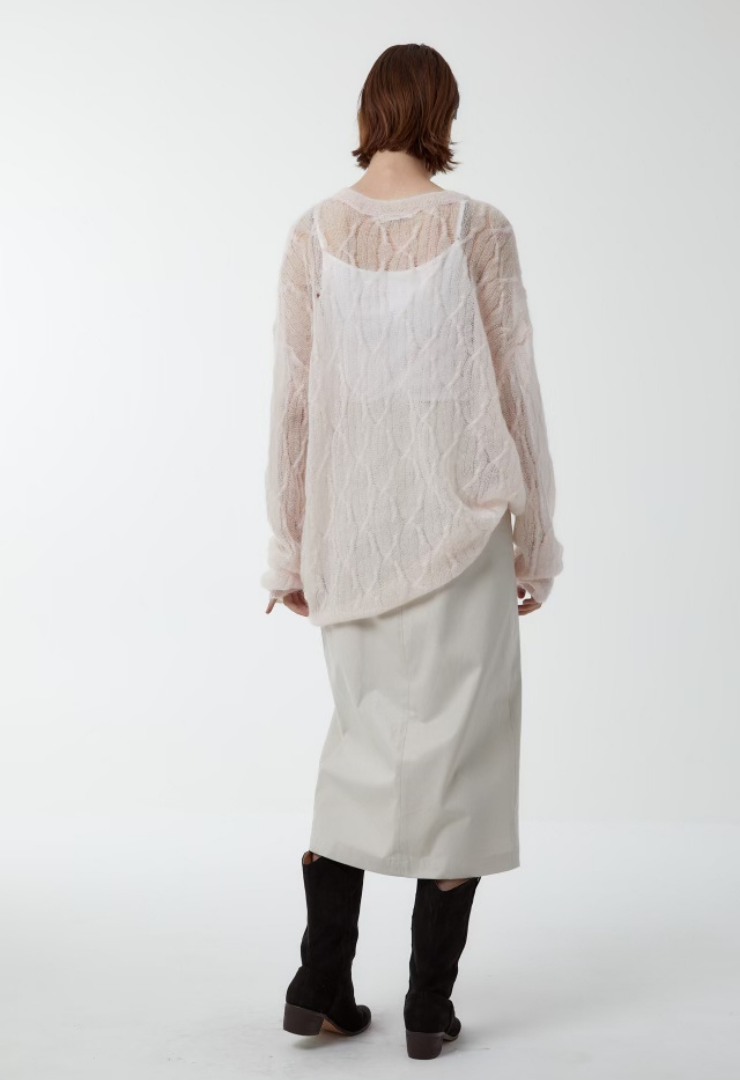 Glossy White Pencil Skirt
