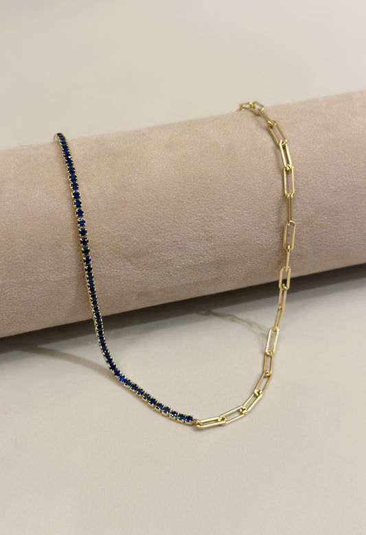 Blue Tennis Chain Necklace