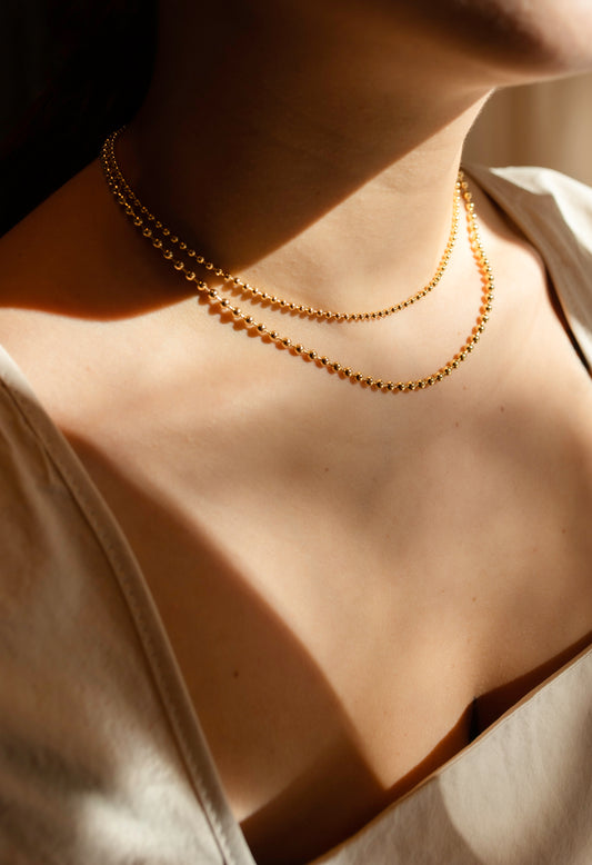 Gold Fill Double Layered Bead Necklace