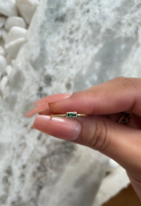 Emerald Gem 14K Gold Vermeil Ring