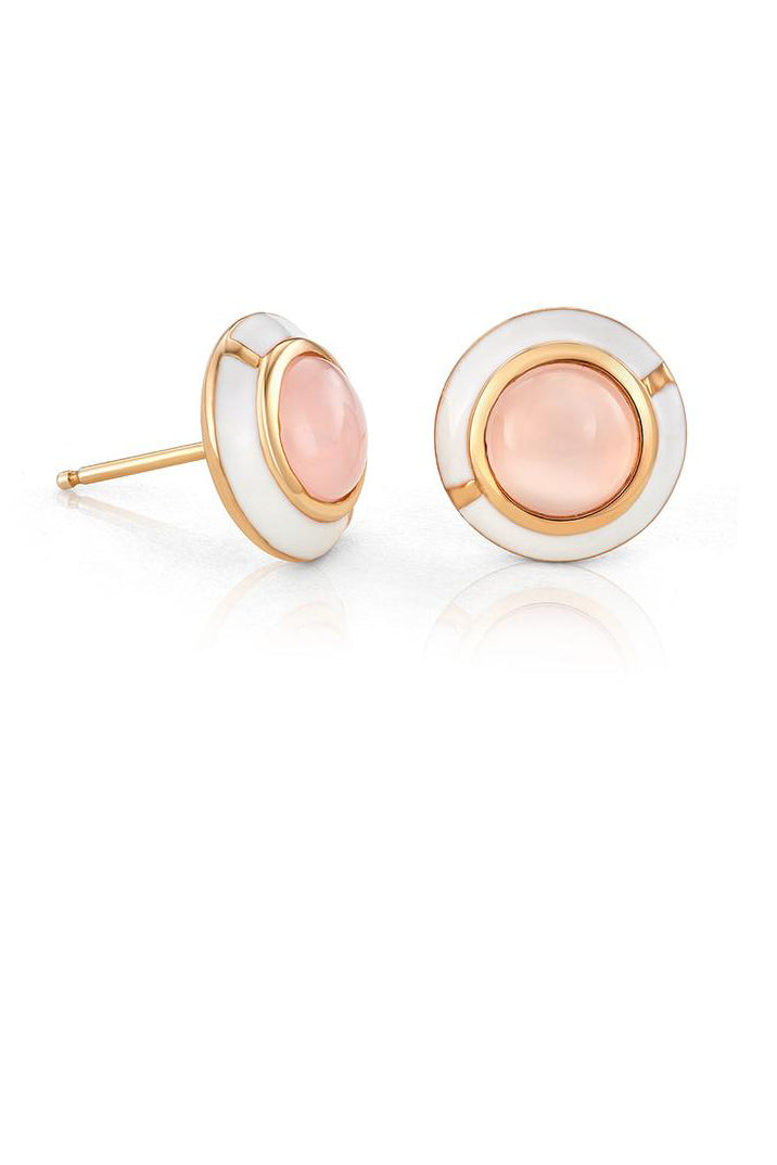 Mini Geo Pink Chalcedony Earrings